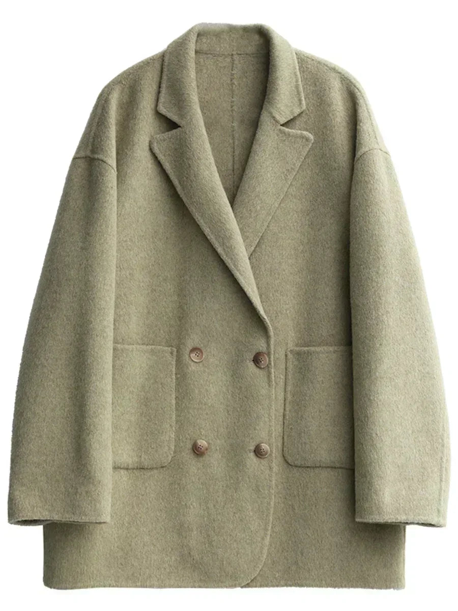 Women's Loose Double-Breasted Retro Coat, view 5