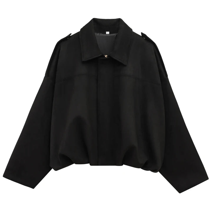 Women's Suede Bomber Jacket, Cropped Lapel Zip Up Moto Racing Coat