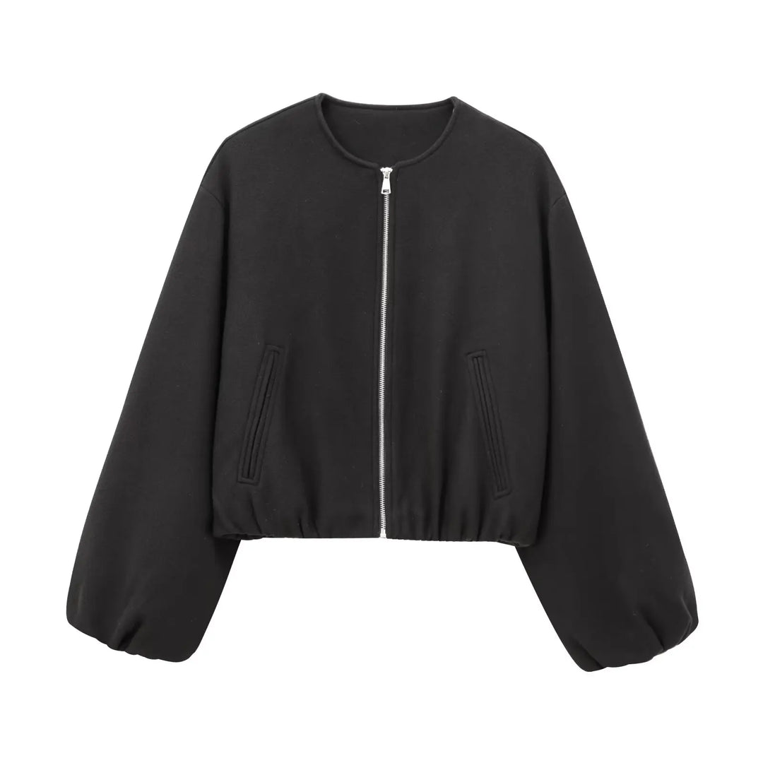 Women's Cropped Bomber Jacket, Zip Up Lightweight Casual Sports Jacket