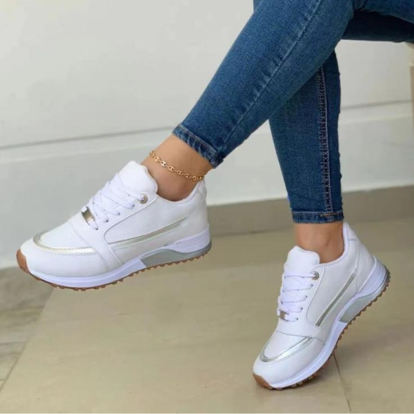 Women's Lace Up Sneakers, Low Top Casual Walking Shoes