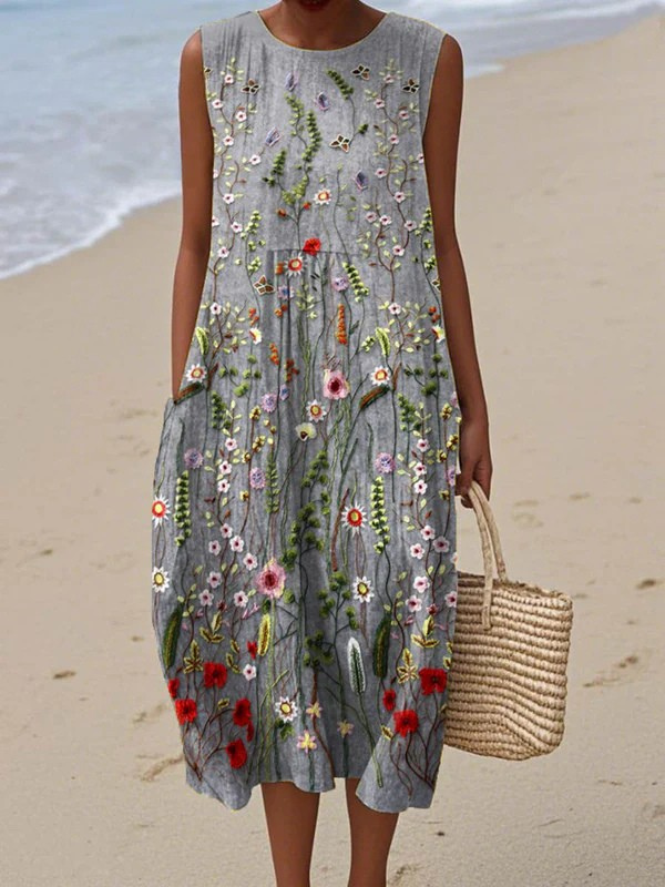 Women's Wildflower Floral Relaxed Midi Sundress in Multicolor