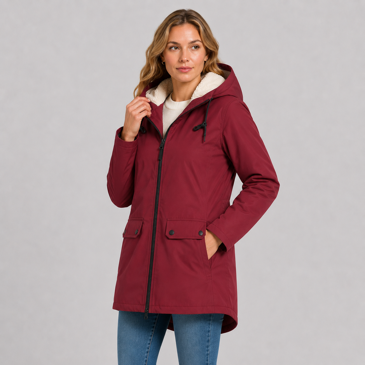 Women's Fleece-Lined Full-Zip Hoodie Jacket, view 2