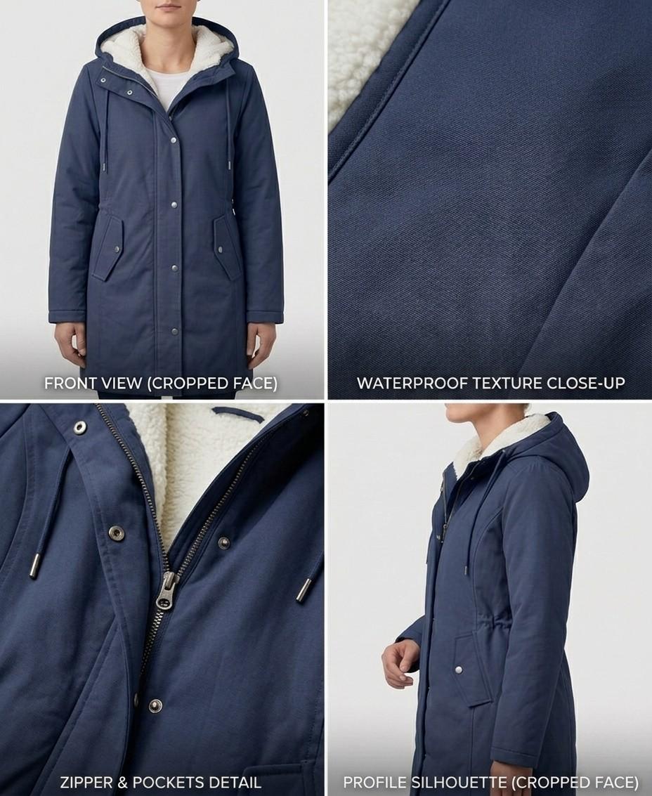 Women's Fleece Lined Winter Parka, Hooded Water Resistant Coat Plus Size