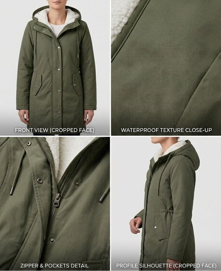 Women's Fleece Lined Winter Parka, Hooded Water Resistant Coat Plus Size
