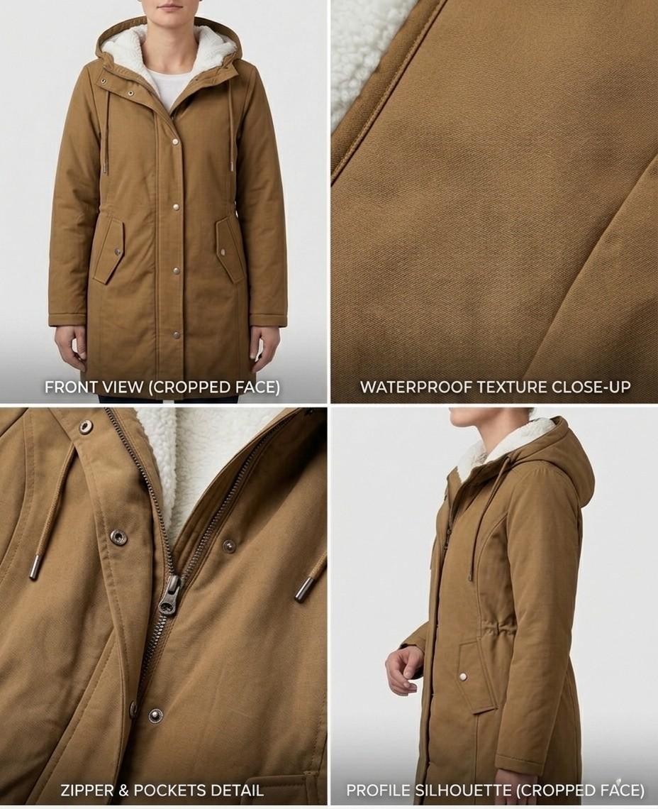 Women's Fleece Lined Winter Parka, Hooded Water Resistant Coat Plus Size