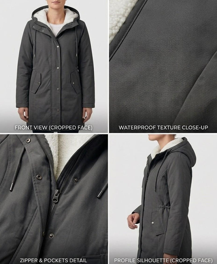 Women's Fleece Lined Winter Parka, Hooded Water Resistant Coat Plus Size