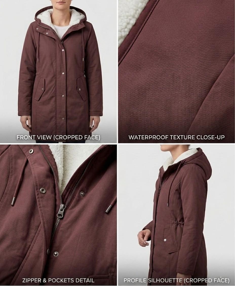 Women's Fleece Lined Winter Parka, Hooded Water Resistant Coat Plus Size