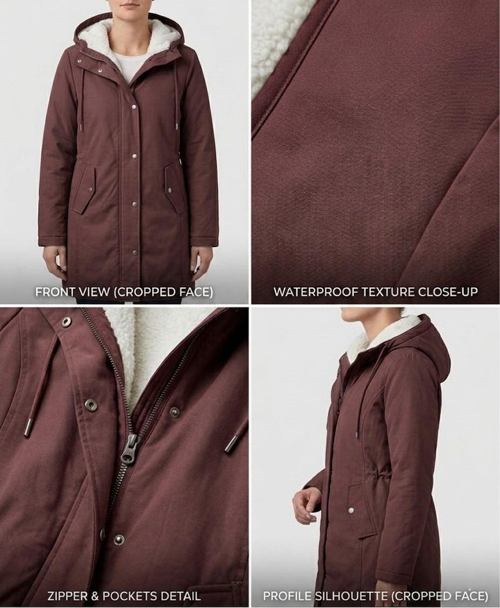 Women's Fleece Lined Winter Parka, Hooded Water Resistant Coat Plus Size