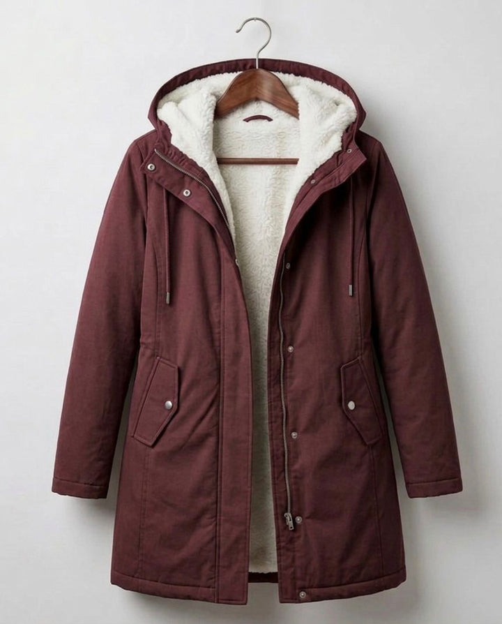 Women's Fleece Lined Winter Parka, Hooded Water Resistant Coat Plus Size