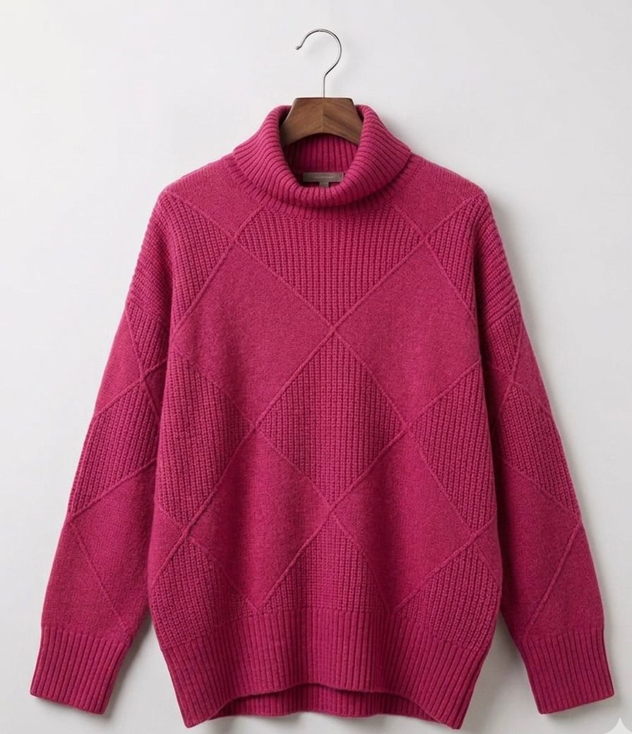 Women's Geometric Textured Knit Turtleneck Sweater