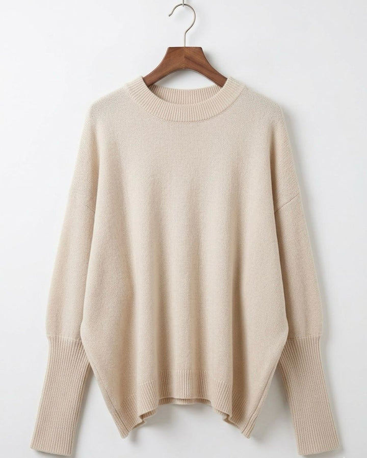 Women's Oversized Wool Blend Sweater, Dropped Shoulder Knit Pullover