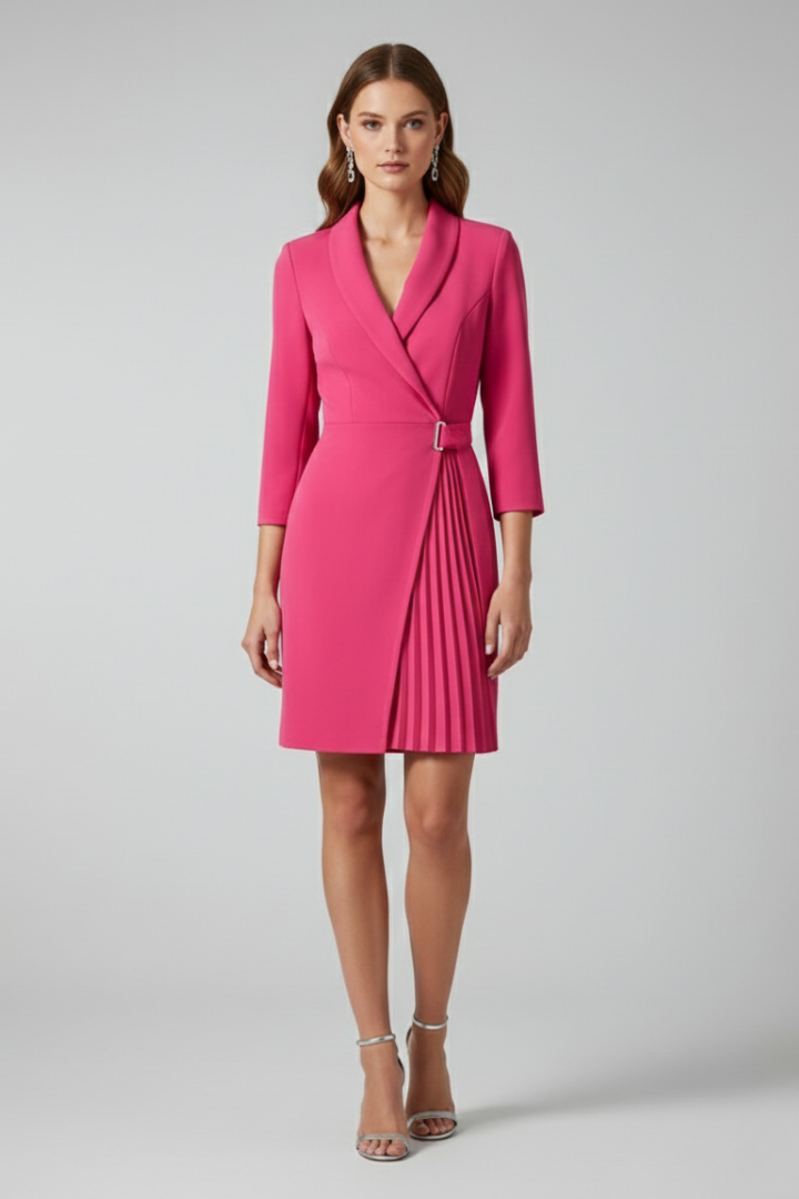 Women's Blazer Dress, Notched Lapel Long Sleeve Work Office Midi Dress