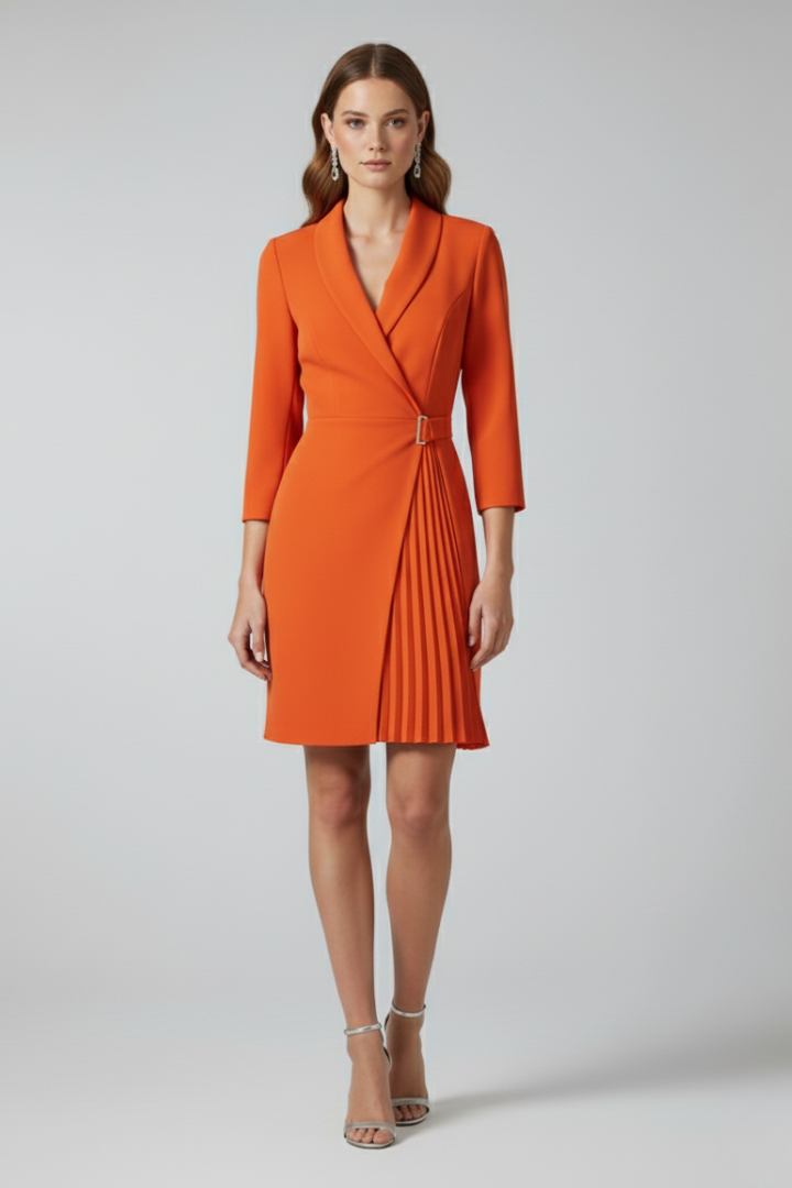 Women's Blazer Dress, Notched Lapel Long Sleeve Work Office Midi Dress