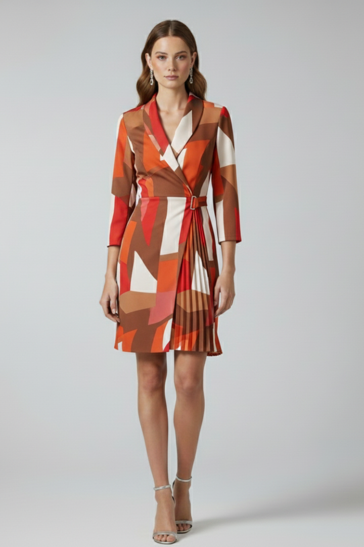 Women's Blazer Dress, Notched Lapel Long Sleeve Work Office Midi Dress