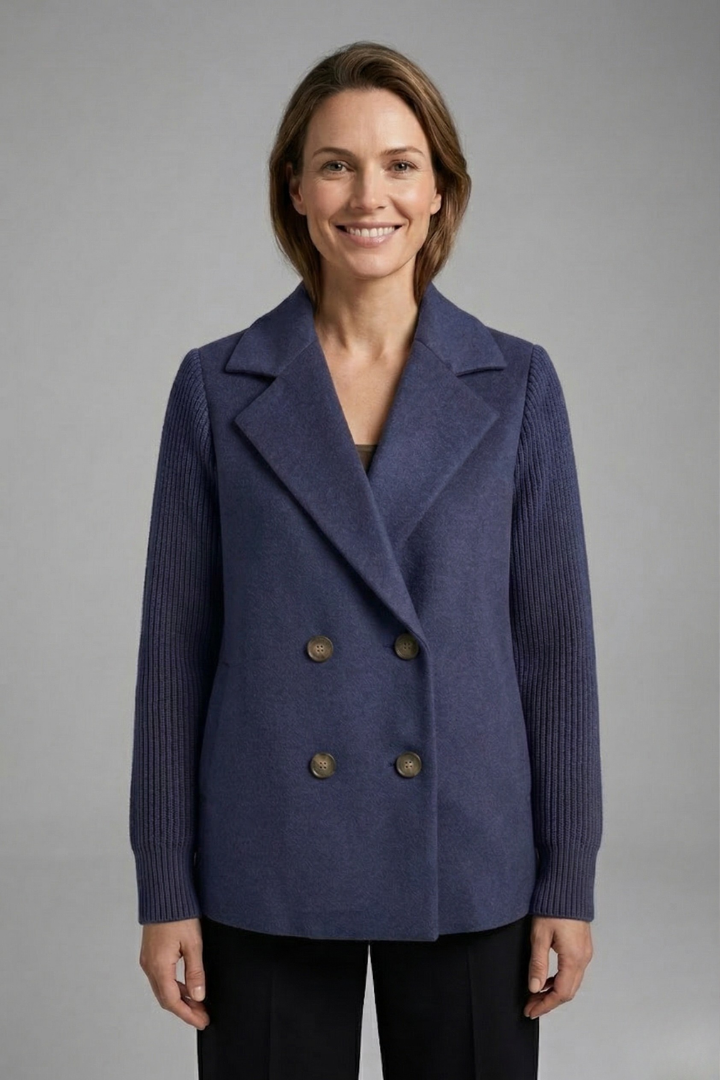 Women's Double Breasted Blazer, Wide Lapel Long Sleeve Suit Jacket