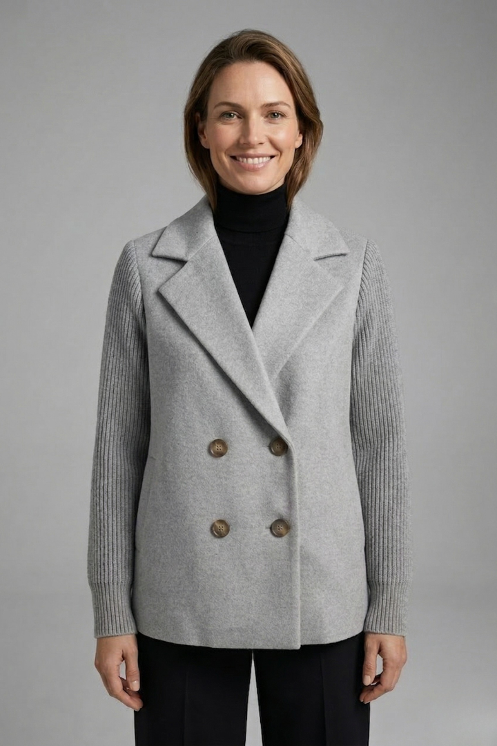 Women's Double Breasted Blazer, Wide Lapel Long Sleeve Suit Jacket