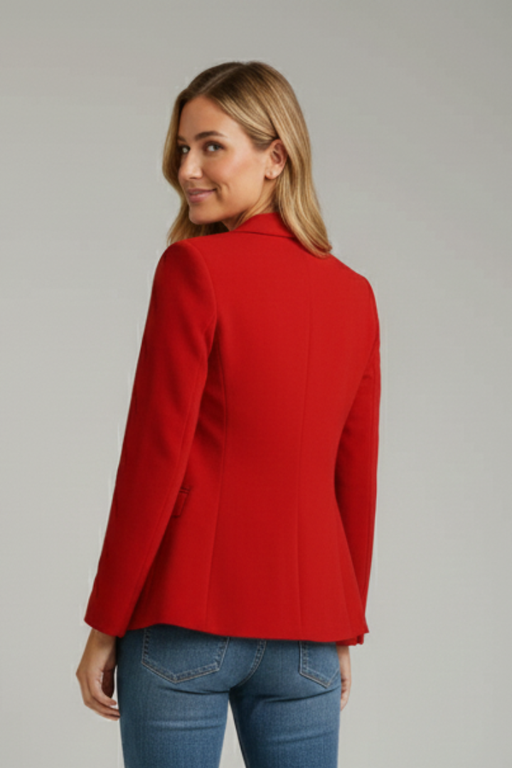 Women's Business Casual Blazer, Notched Lapel Single Button Suit Jacket