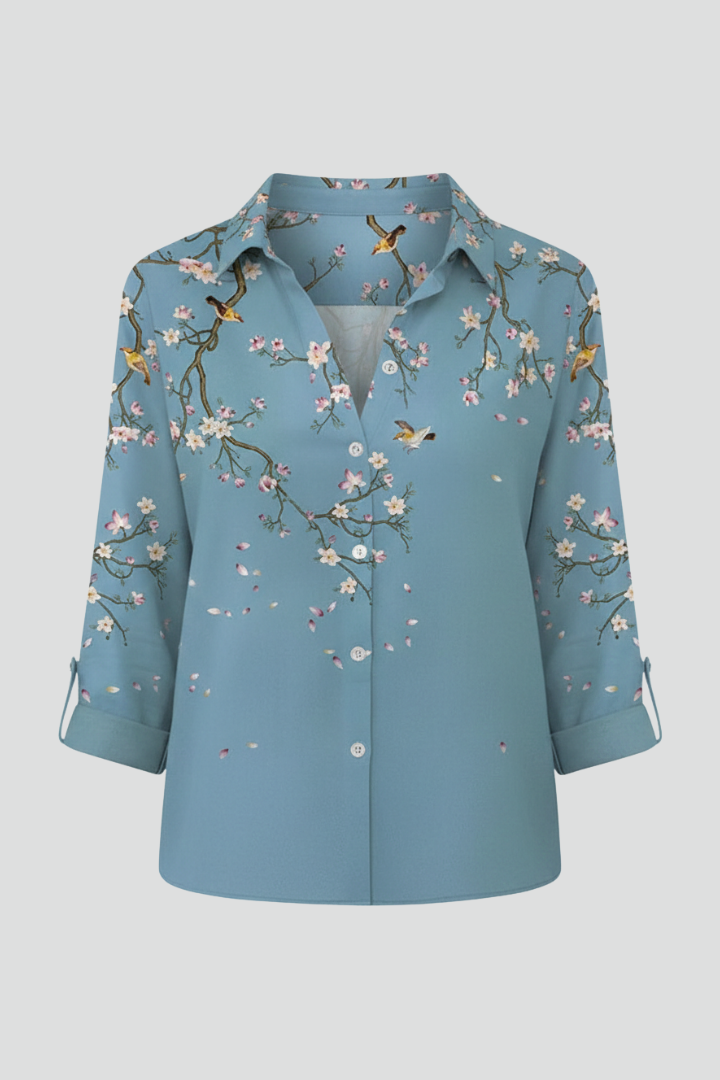 Women's Floral Blouse, Button Down Casual Summer Shirt Plus Size