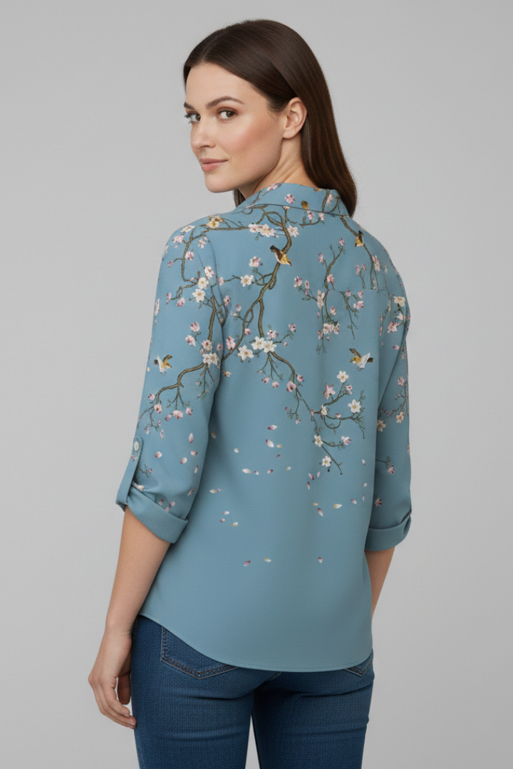 Women's Floral Blouse, Button Down Casual Summer Shirt Plus Size