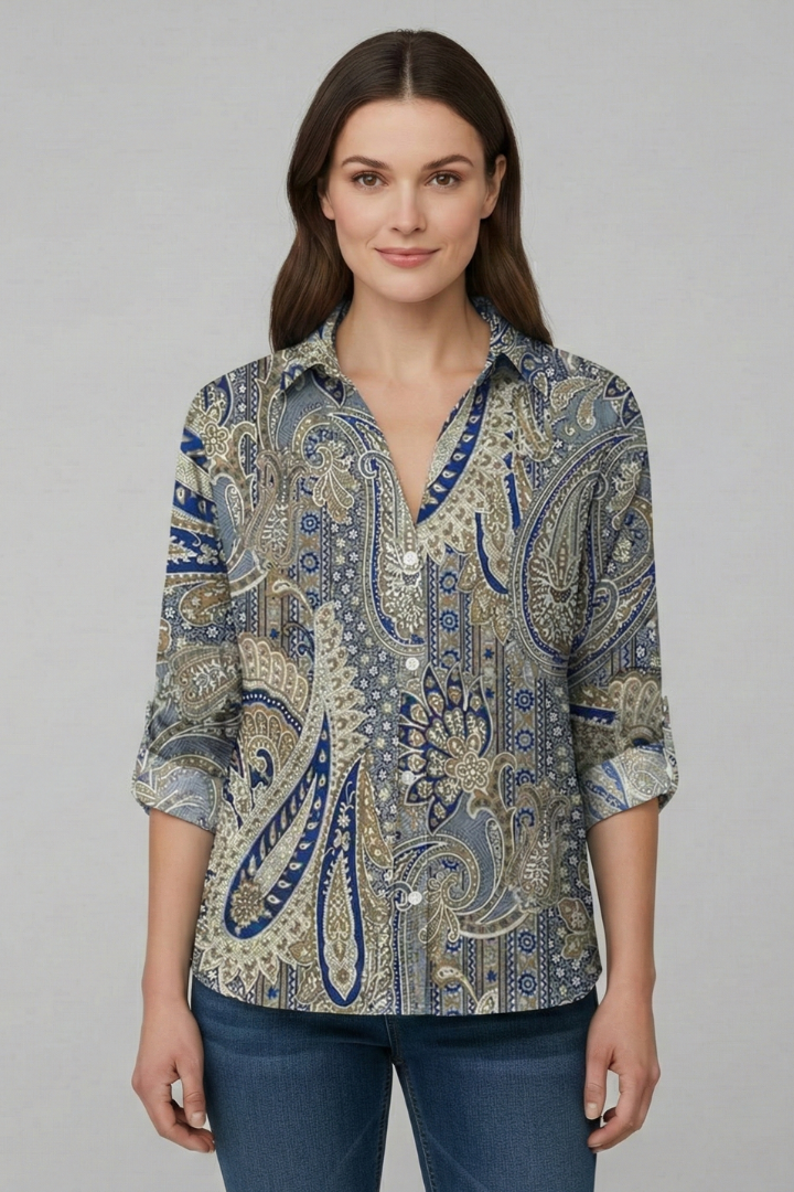 Women's Floral Blouse, Button Down Casual Summer Shirt Plus Size