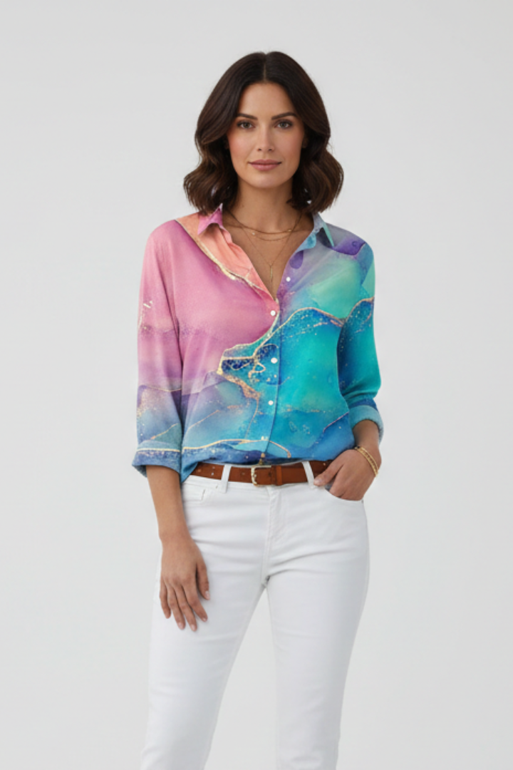 Women's Floral Blouse, Button Down Casual Summer Shirt Plus Size