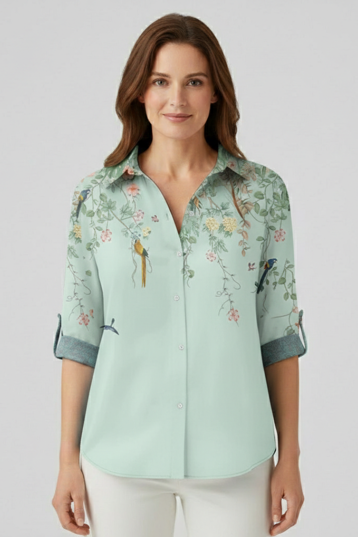 Women's Boho Print Blouse, Mandala Button Front Summer Beach Top