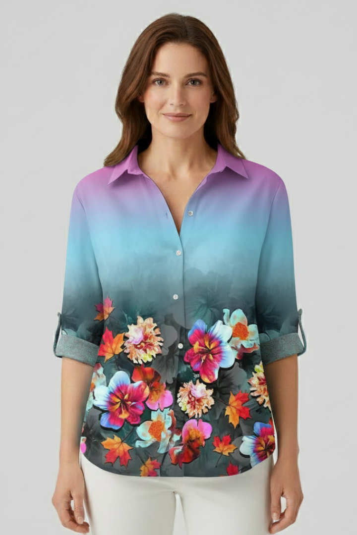 Women's Boho Print Blouse, Mandala Button Front Summer Beach Top