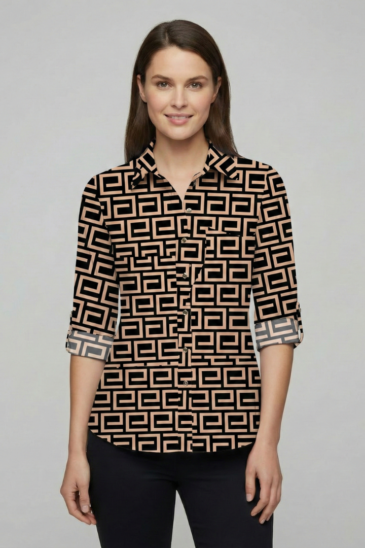 Women's Button Up Shirt, Collared Long Sleeve Casual Blouse Plus Size