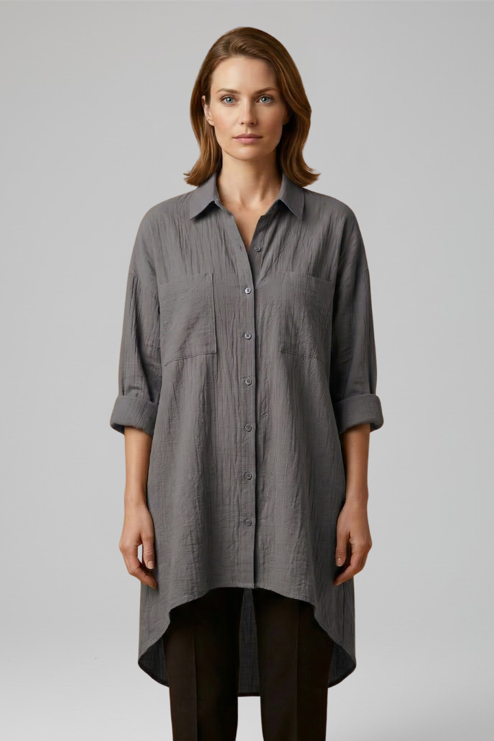 Women's Button Up Shirt, Collared Long Sleeve Casual Blouse Plus Size