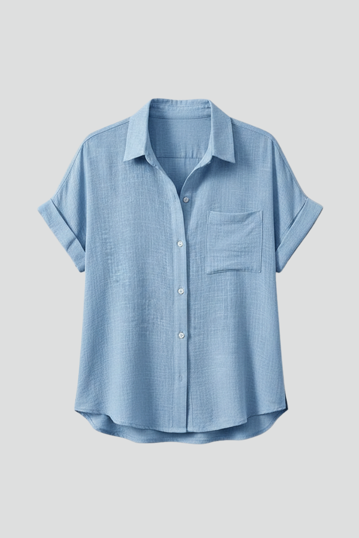 Women's Collared Short Sleeve Blouse, Casual Summer Work Top Plus Size
