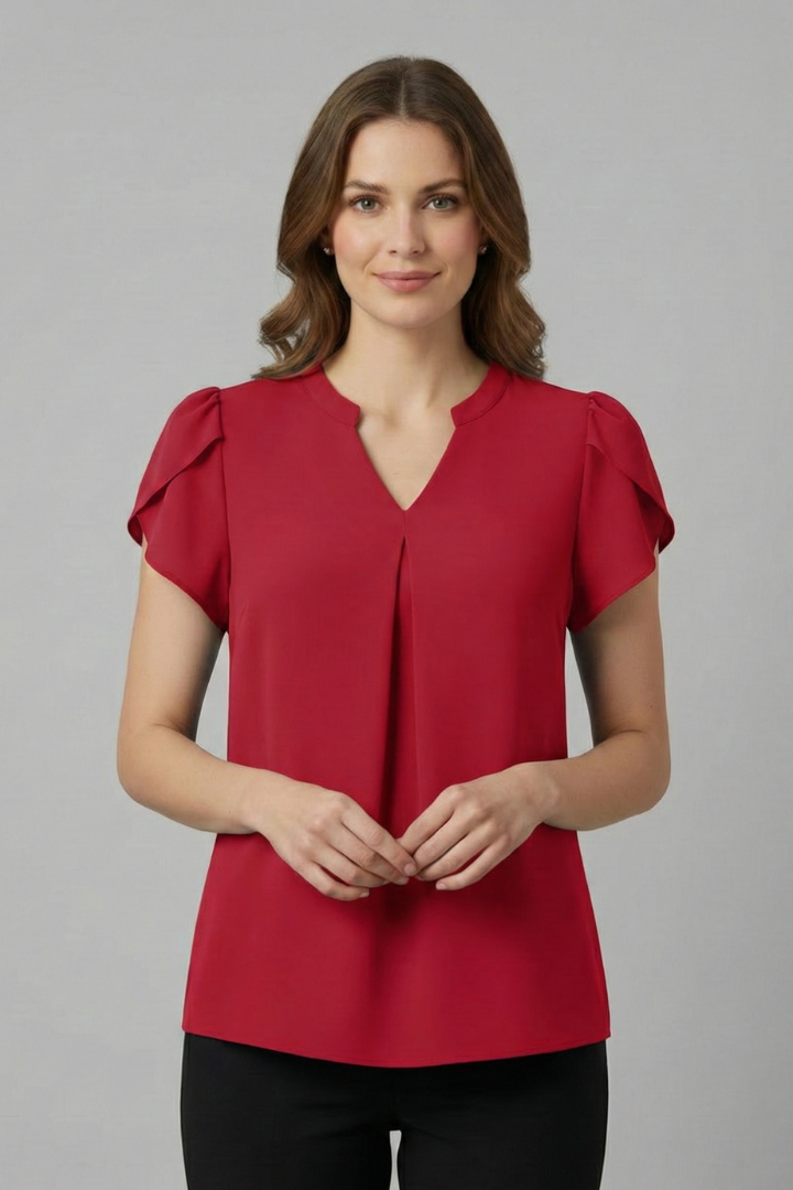 Women's Casual Blouse, V-Neck Short Sleeve Loose Fit Summer Tunic Top
