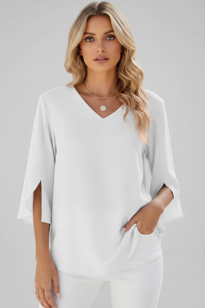 Women's Casual Blouse, V-Neck Short Sleeve Loose Fit Summer Tunic Top