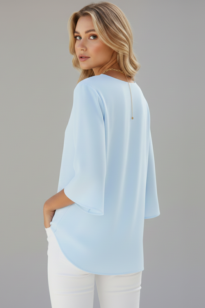 Women's Casual Blouse, V-Neck Short Sleeve Loose Fit Summer Tunic Top