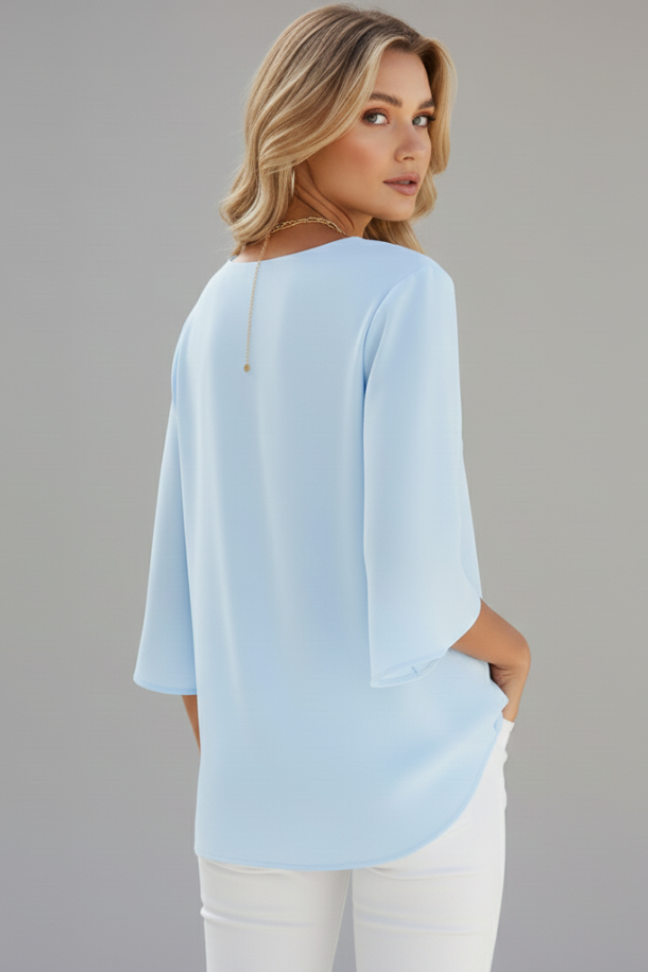 Women's Casual Blouse, V-Neck Short Sleeve Loose Fit Summer Tunic Top