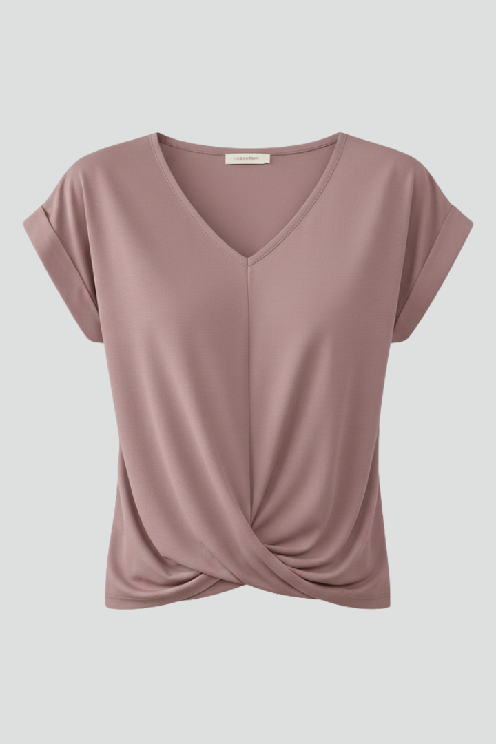 Women's V-Neck Blouse, Short Sleeve Loose Casual Summer Top