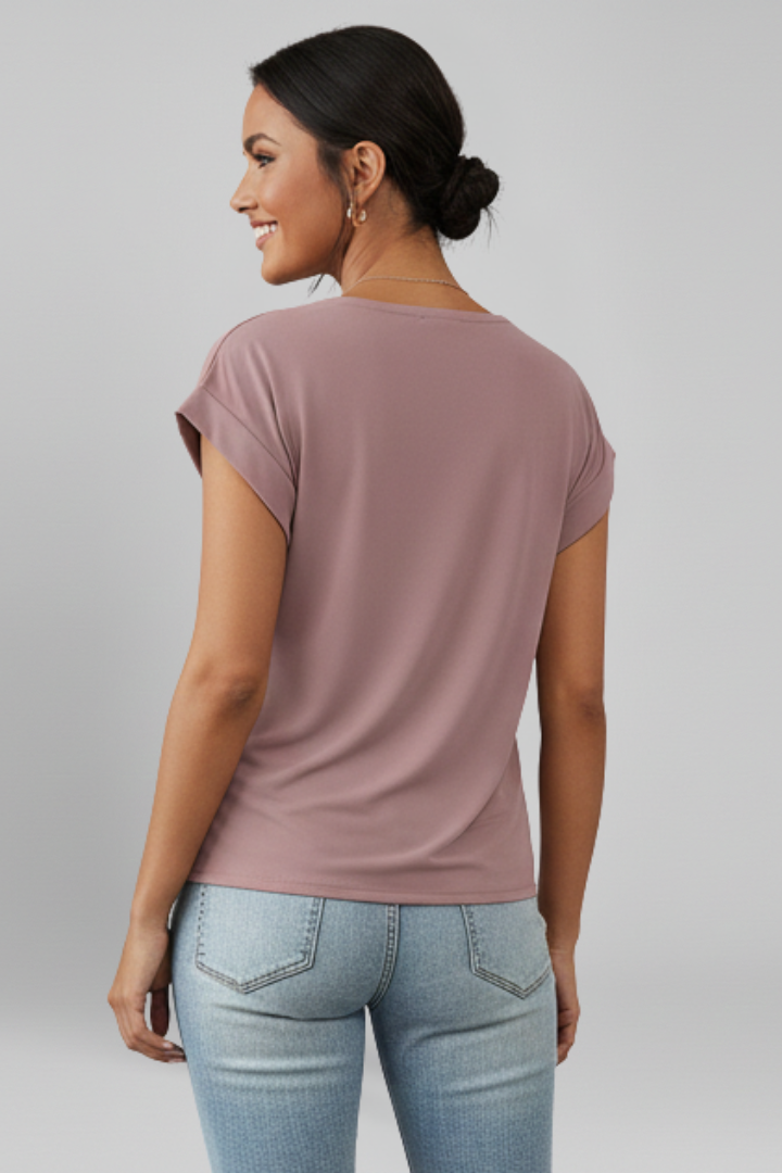 Women's V-Neck Blouse, Short Sleeve Loose Casual Summer Top