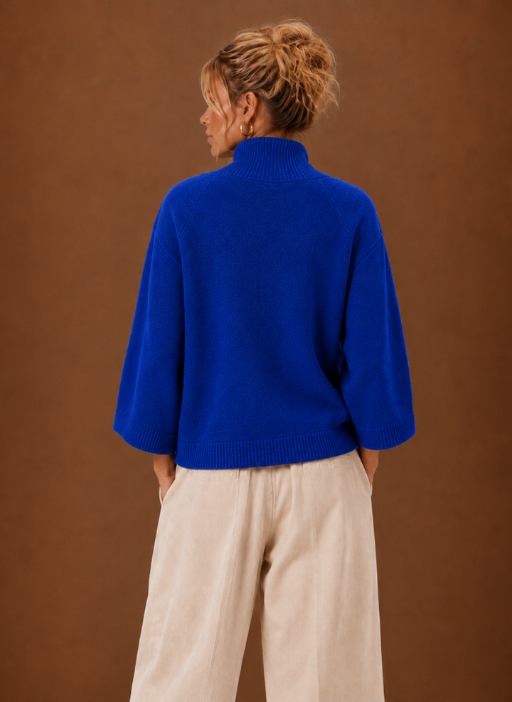 Women's Chunky Knit Sweater, Mock Neck Oversized Pullover