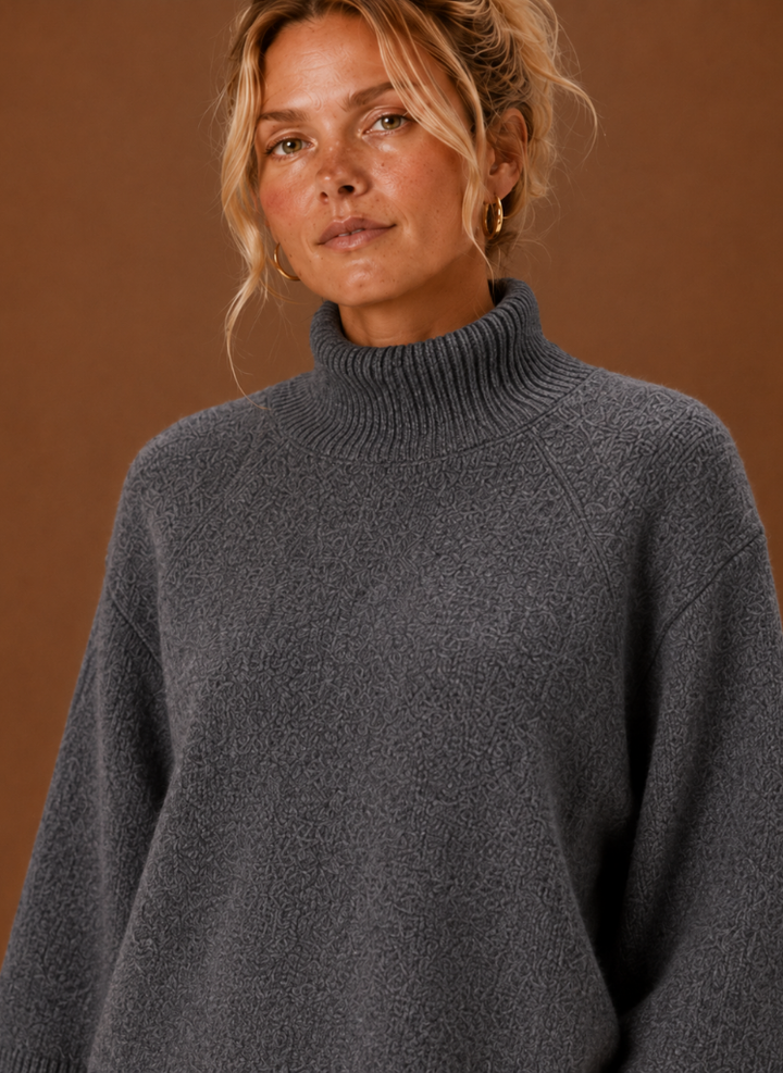 Women's Chunky Knit Sweater, Mock Neck Oversized Pullover