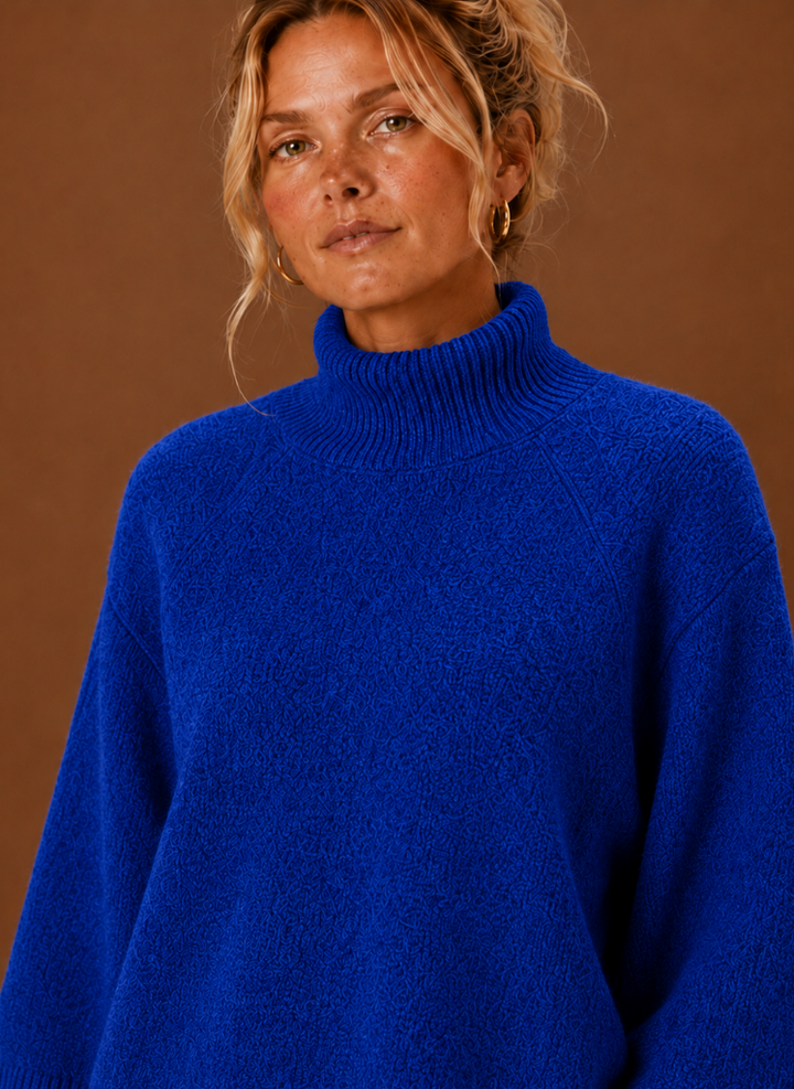Women's Chunky Knit Sweater, Mock Neck Oversized Pullover