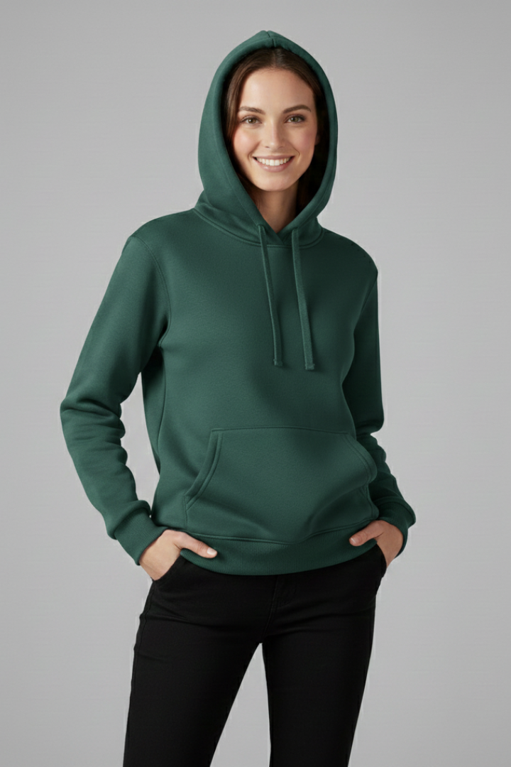 Women's Hoodie, Adjustable Drawstring Hood Ribbed Hem Sweatshirt