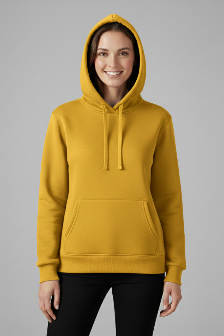 Women's Hoodie, Adjustable Drawstring Hood Ribbed Hem Sweatshirt