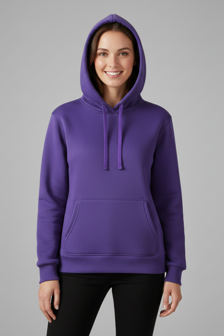 Women's Hoodie, Adjustable Drawstring Hood Ribbed Hem Sweatshirt