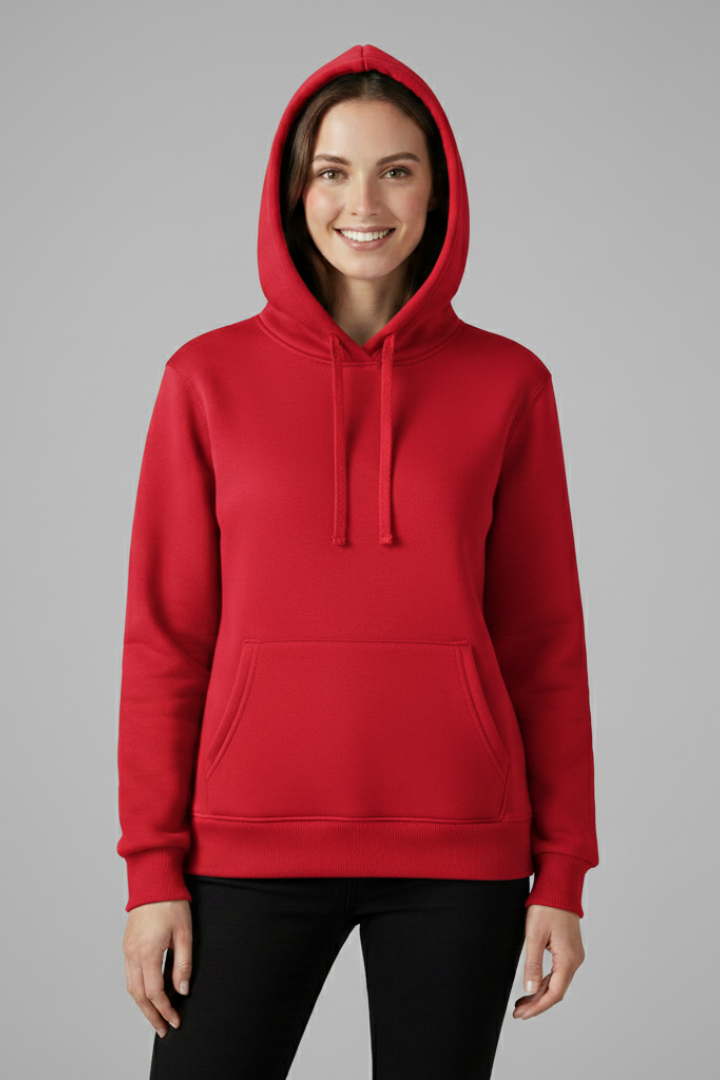 Women's Hoodie, Adjustable Drawstring Hood Ribbed Hem Sweatshirt