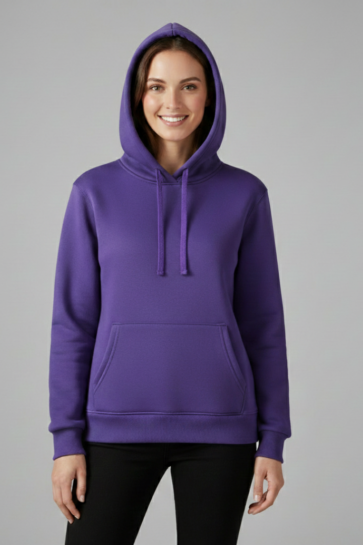 Women's Drawstring Hoodie with Ribbed Hem and Cuffs, view 2