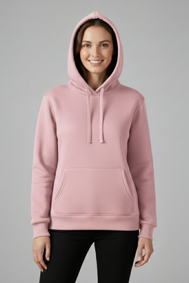 Women's Hoodie, Adjustable Drawstring Hood Ribbed Hem Sweatshirt