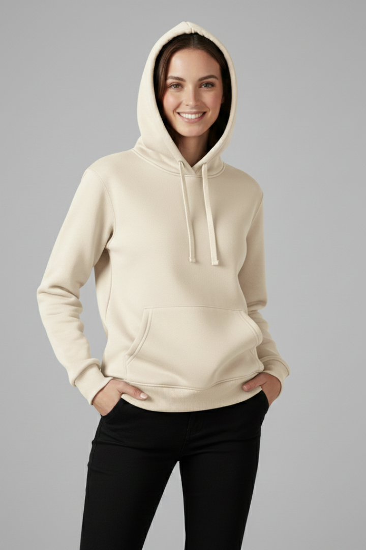 Women's Hoodie, Adjustable Drawstring Hood Ribbed Hem Sweatshirt