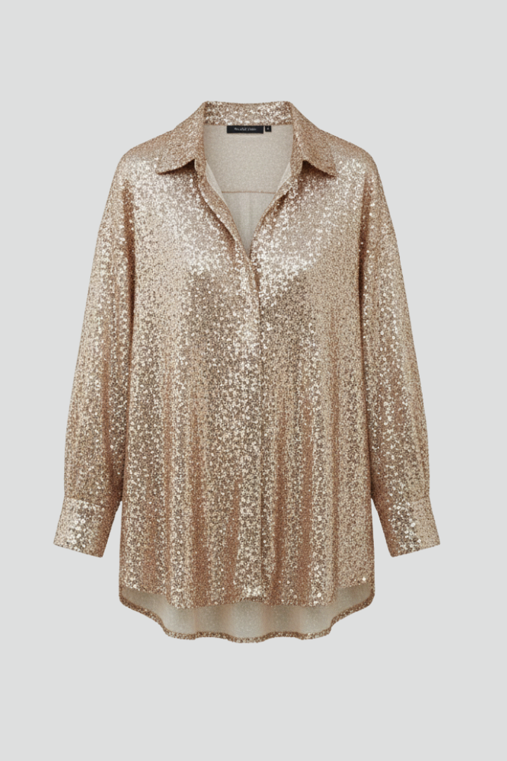 Women's Oversized Shimmer Long Sleeve Evening Blouse
