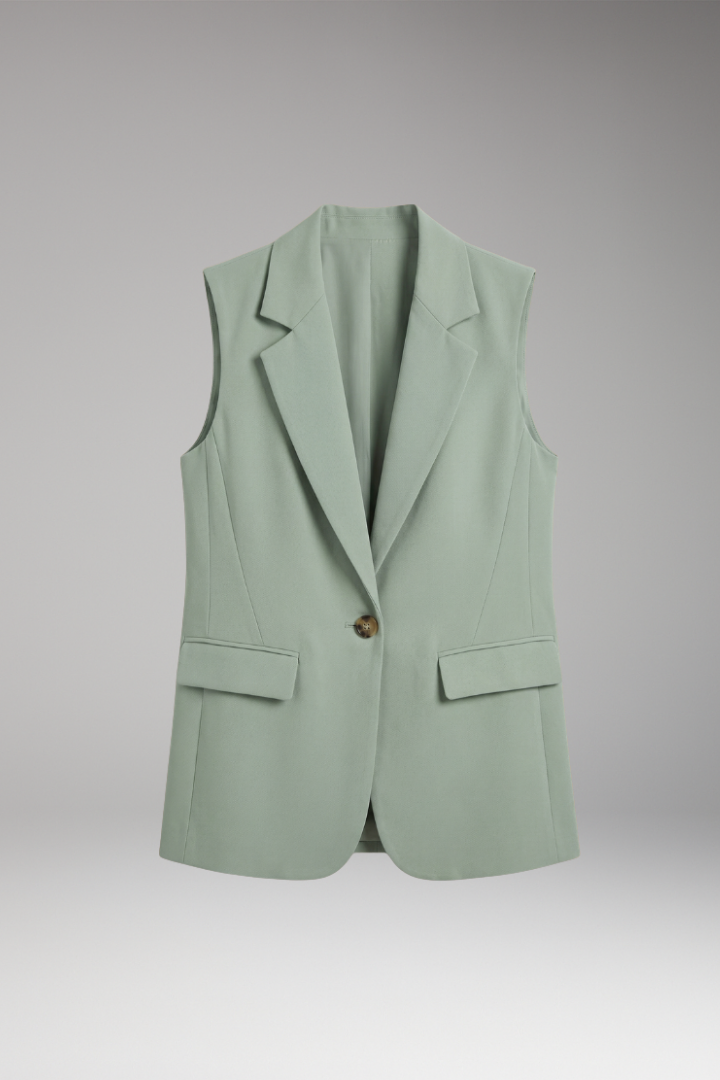 Women's Sleeveless Blazer Vest, Notch Lapel Button Suit Vest with Pockets