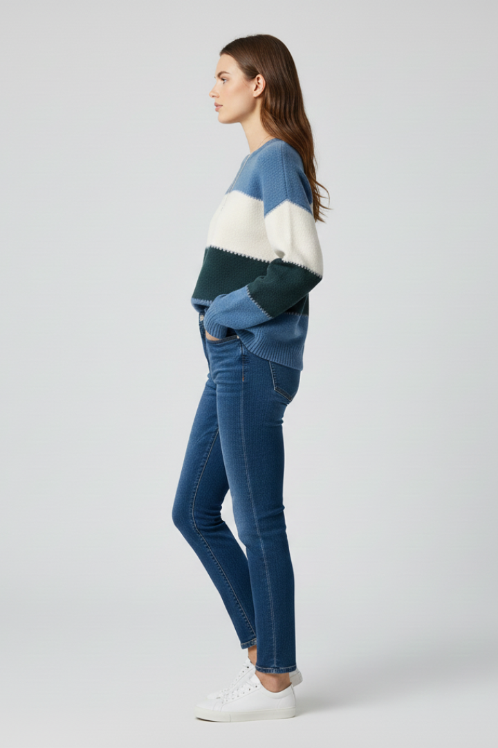 Women's Relaxed Striped Knit Pullover Sweater, view 3