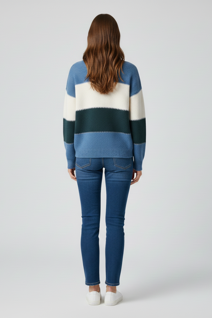 Women's Striped Sweater, Relaxed Fit Knit Long Sleeve Pullover Top